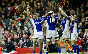 Les Samoa, victorieux du Pays de Galles à Cardiff, le 16 novembre 2012.