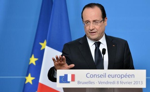 François Hollande lors de la conférence de presse organisée à l'issue du Conseil européen du vendredi 8 février 2013.