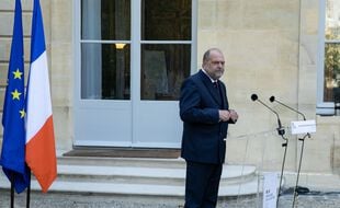 Eric Dupond-Moretti, lors de l'annonce de la nomination de Nathalie Roret a la tête de l'école de magistrature.