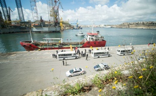Le pétrolier détourné par des migrants en Méditerranée mardi 26 mars 2019.