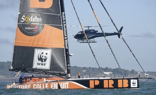 Kevin Escoffier à bord de PRB sur le Vendée Globe.