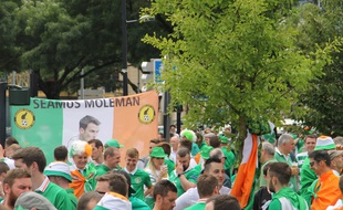 Les Irlandais présents en nombre à Bordeaux à l'occasion du match entre l'Irlande et la Belgique le 18 juin 2016.
