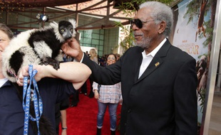 Morgan Freeman à Los-Angeles le 29 mars pour l'avant-première de Madagascar: L'île des Lémuriens.