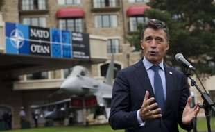 Le secrétaire général de l'Otan Anders Fogh Rasmussen durant le sommet de l'Otan à Newport, au Pays de Galles, le 4 septembre 2014.