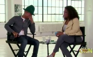 Pharrell Williams dans l'émission d'Oprah Winfrey le 14 avril 2014