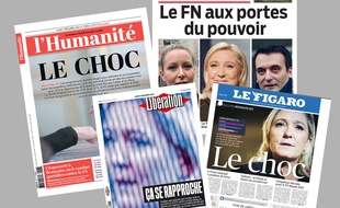 La presse française titre sur «le choc» le 7 décembre 2015, après la percée du Front national au premier tour des élections régionales.