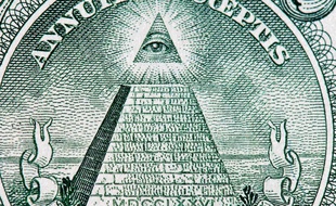 Agrandissement du billet d'un dollar américain.