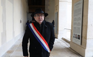 Jean-Luc Mélenchon lors de l'hommage national à Arnaud Beltrame.