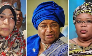 Les trois lauréates du prix Nobel de la paix 2011: la Yéménite Tawakkul Karman, la présidente du Libéria Ellen Johnson Sirleaf et sa compatriote Leymah Gbowee.