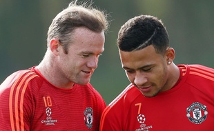 Wayne Rooney et Memphis Depay, ici lors d'un entraînement de Manchester United en septembre 2015.