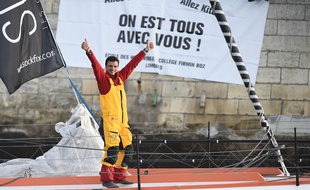 Didac Costa sur son bateau le jour du départ