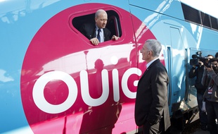 Paris le 19 fevrier 2013. Presentation du nouveau train TGV Oui Go Low Cost de la SNCF avec Guillaume Pepy president de la SNCF. Arrivee en gare de Lyon.