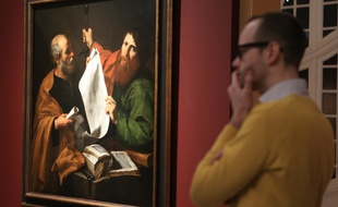 Strasbourg le 27 fevrier 2015. L'expositionRibera a Rome au musee des Beaux arts de Strasbourg. Tableaux Saint-Pierre et Saint Paul