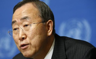 Le secrétaire général de l'ONU, Ban Ki-moon à la conférence de Durban II à Genève