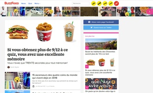L'écran d'accueil de «Buzzfeed», surtout connu pour ses tests savoureux.