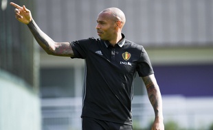 Thierry Henry à l'entraînement avec la sélection belge le 29 août 2016.