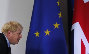 Boris Johnson, premier ministre britannique, en conférence de presse à Bruxelles le 17 octobre 2019