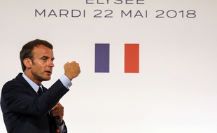 Emmanuel Macron à l'Elysée lors de son discours sur les quartiers en difficulté, le 22 mai 2018.