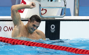 Le bonheur de Florent Manaudou après sa médaille d'argent aux JO de Tokyo.