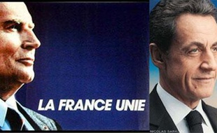 L'affiche de campagne de François Mitterrand en 1988, et celle de Nicolas Sarkozy en 2012