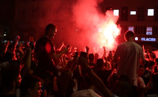 La fête des supporters marseillais sur le Vieux-Port à Marseille.