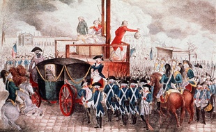 Dessin représentant l'exécution de Louis XVI, le 21 janvier 1793 sur la place de la Révolution (aujourd'hui place de la Concorde) à Paris.