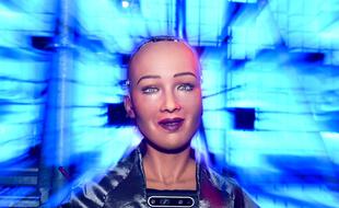Sophia, le robot d'Hanson Robotics, au Web Summit 2018 (Altice Arena, Lisbonne)