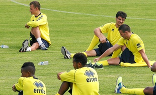 Le groupe pro a pris un sacré coup de jeune (à droite Dubois et Badri) depuis la reprise de l'entraînement, jeudi.