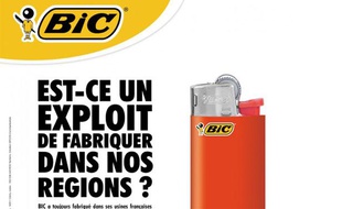 Publicité pour des briquets BIC sur le thème du «Made in France».