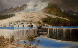 Le lac Rotomahana, peint par Charles Blomfield en 1903 (domaine public).