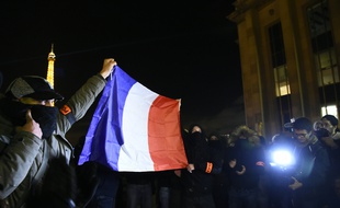 Manifestation de policiers au Trocadéro, à Paris, le 20 octobre 2016.