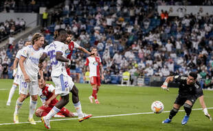 Eduardo Camavinga a inscrit un but pour ses grands débuts avec le Real Madrid, contre le Celta Vigo, le 12 septembre 2021.