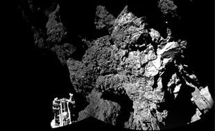 Première photo prise par le robot Philae de la surface de la comète «Choury», envoyée sur Terre le 13 novembre