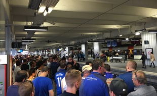 Le quai du RER, Gare du Nord, pour accéder au Stade de France, le 10 juin 2016.