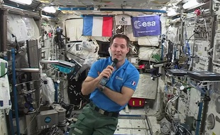 L'astronaute français, Thomas Pesquet en interview avec l'AFP depuis l'ISS, le 30 mai 2017.
