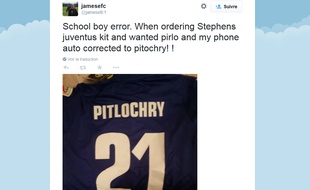 Le compte twitter du fan de la Juventus de Turin piégé par son smartphone.