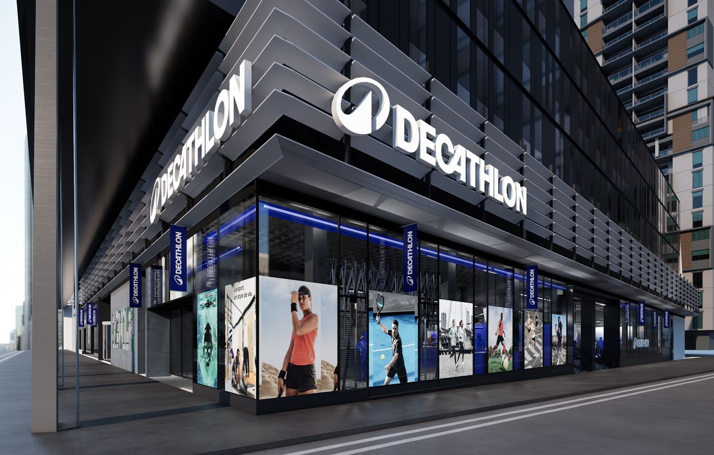 Decathlon a dévoilé sa nouvelle identité visuelle, notamment son « orbite », premier logo de son histoire.