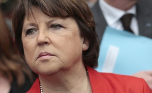 Martine Aubry lors de la présentation de l'installation d'un centre de service d'IBM au sein d'Euratechnologie à Lille, le 24 juin 2013.