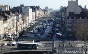 Vue du centre-ville de Rennes depuis l'immeuble Cap Mail signé Jean Nouvel.