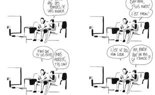 Extrait du strip «Bomberman» ou comment partager en toute sérénité un jeu vidéo dans le couple.