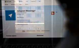 Le site de l'application Telegram sur un écran d'ordinateur en Russie le 13 avril 2018.
