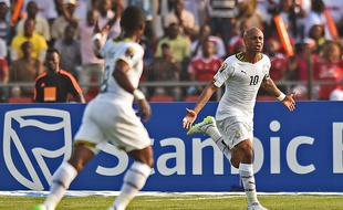 La joie d'André Ayew lors de Ghana-Sénégal, le 19 janvier 2015.