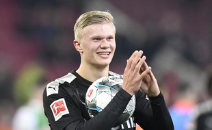 Erling Haaland a inscrit un triplé express lors de son premier match avec le Borussia Dortmund, le 18 janvier 2020.