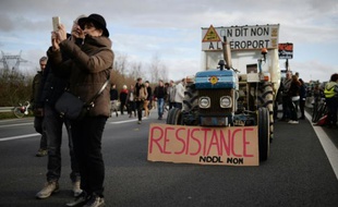 Des opposants au projet d'aéroport de Notre-dame-des-Lanes en route vers Nantes, le 9 janvier 2015.