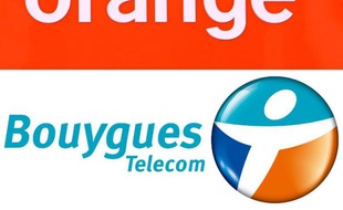 Les logos des opérateurs Orange et de Bouygues Telecom