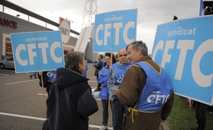 Une manifestation de la CFTC le 11 novembre 2018 à Lampertheim (Bas-Rhin).