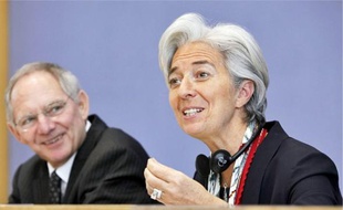 Christine Lagarde, ministre de l'Economie, et son homologue Wolfgang Schäuble.