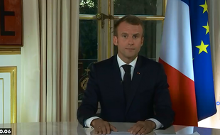 Emmanuel Macron lors de son allocution à l'Elysée