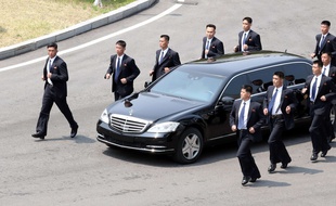 La voiture de Kim Jong-un lors du sommet intercoréen pour la paix le 27 avril 2018.