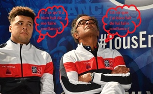 Jo-Wilfried Tsonga et Yannick Noah lors du tirage au sort.